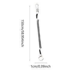 6Pcs Fishing Rope Elastic Key Chains Retractable Durable PU Steel Wire Grey