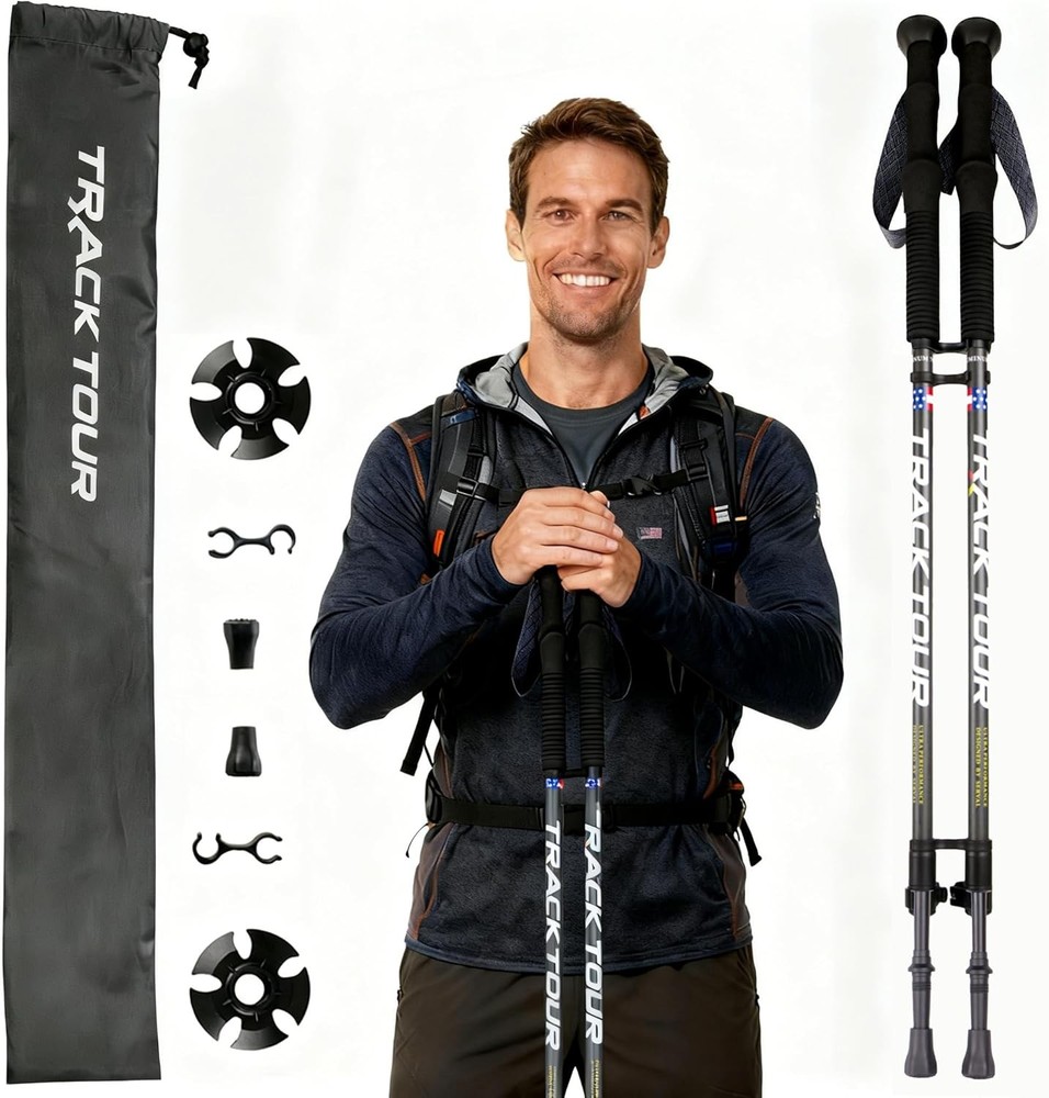 Carbon Fiber Ultra Lightweight Hiking Poles with Cork Grips 2 Pack