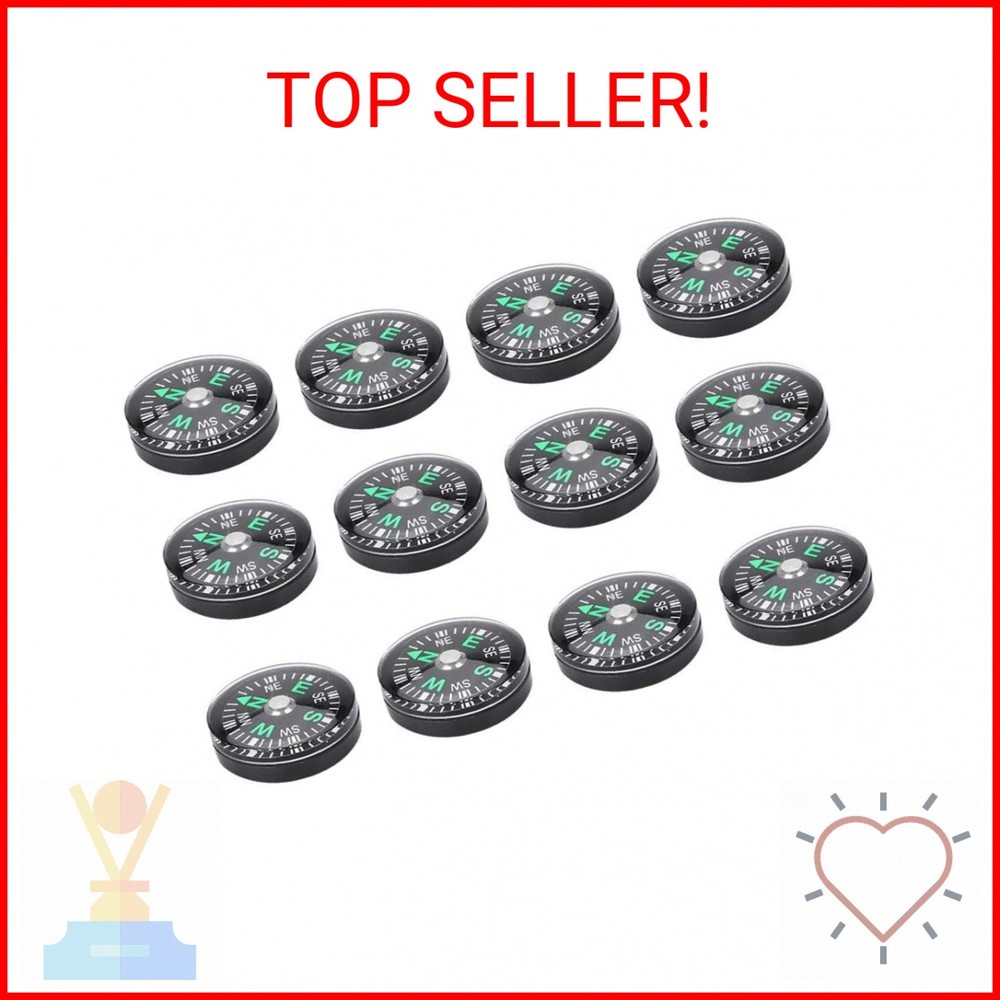 Pocket Compass, 20mm 12pcs Mini Pocket Oil Filled Compass for Hiking Camping Out