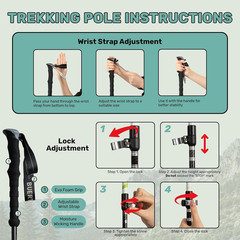 100% 3K Carbon Fiber Trekking Poles for Hiking Ultralight Collapsible Hiking Pol