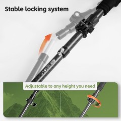 100% Carbon Fiber Trekking Pole Collapsible w/ Cork EVA Foam Grips Locks Hiking