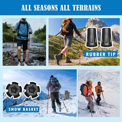2 PCS Collapsible Trekking Poles Folding Hiking Adjustable Walking Stick Men