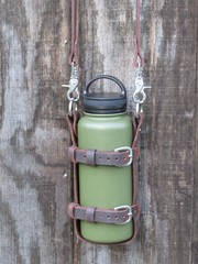 Full grain veg tanned Leather blanket harness & Bottle carrier handmade
