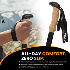 3K Carbon Fiber Collapsible Hiking Poles, Adjustable Trekking Poles for Hiking,