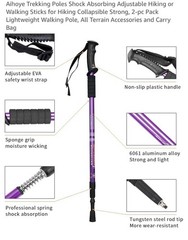 Aihoye Shock Absorbing Trekking Poles 2pack Purple