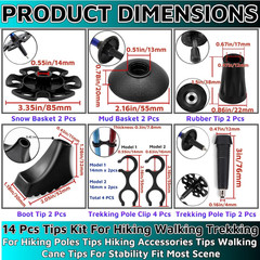 14Pcs Walking Stick Tips Rubber Tips for Canes Trekking Pole Tips Trekking Pole
