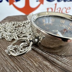 Silver Finish Brass Pocket Compass – Small Nautical Necklace Pendant – Keychain