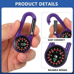 24pcs Metal Carabiner Compass Mini Pocket ClipOn Keychain for Outdoor Hiking Ca