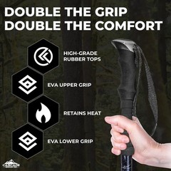 Lightweight Aircraft-Grade Aluminum Trekking Poles W/ Extended Down Grip Plus