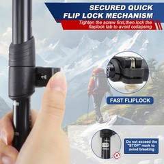 2x Trekking Poles Nordic Walking Hiking Sticks Anti-shock Adjustable Alpenstock