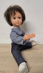 Cute plastic doll GDR doll 50 cm sleep eyes collector Vintage