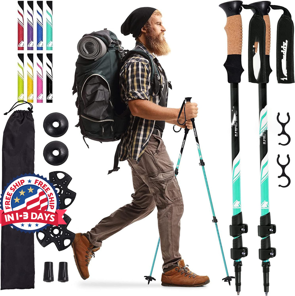 Bastones De Trekking Para Senderismo, Paquete De 2, Plegables Ligeros Antigolpes