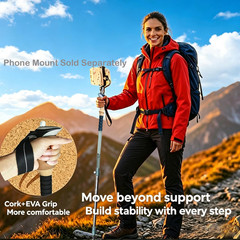 Collapsible Lightweight Trekking Poles with Quarter Inch Thread for Hiking