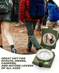 Durable Lightweight Orienteering Compass with Strap & Case, Glow in Dark, Waterp