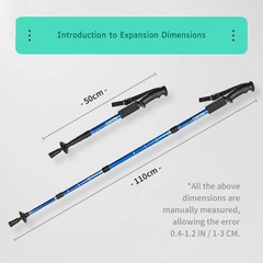 AOLIKES Aluminum Telescopic Hiking Poles Walking Stick 4-Section 50-110cm