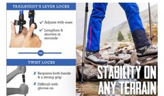 TrailBuddy Trekking Poles – Adjustable Hiking for Snowshoe & Backpacking Gear