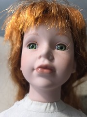 Porcelain Doll 15.5in NJSF Red Hair Character Face Costume Outfit