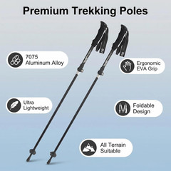 Folding Hiking Poles, Lightweight 7075 Aluminum Alloy Mountain Tech Trekking Pol