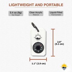 Sun Company MiniThermometer – Zipper Pull Mini Dial Thermometer with Split Ring