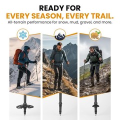 Lightweight Adjustable 3K Carbon Fiber Trekking Poles Set of 2, Cork Grip, 24.5″