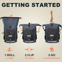 Blue Waterproof Backpack – 55L/85L – Heavy Duty Roll-Top Hiking Bag – 35L
