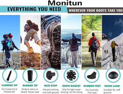 Trekking Poles Tips, Rubber Hiking Sticks End Caps Protectors Replacement Access