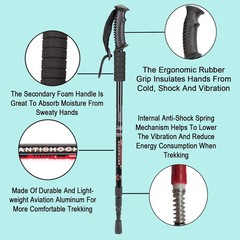 Trekking Poles, 2 Pack Collapsible, Lightweight, Anti Shock, Walking Sticks, Adj