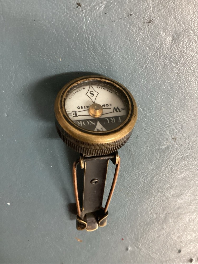 Vintage Brass Tru Nord Compensated Compass With Locking PinClip Brainerd MN