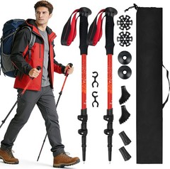 Lightweight Aluminum Trekking Poles for Hiking – 2 Pack Adjustable Collapsible