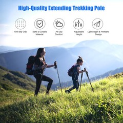 2X Trekking Poles Nordic Walking Hiking Sticks Adjustable Anti-shock Alpenstock
