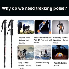 Walking Hiking Sticks Adjustable Anti-shock Alpenstock 2X Trekking Poles Nordic
