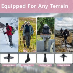Hiking Poles Collapsible Trekking Poles Aluminum Alloy Hiking Sticks 2 pc Lig…