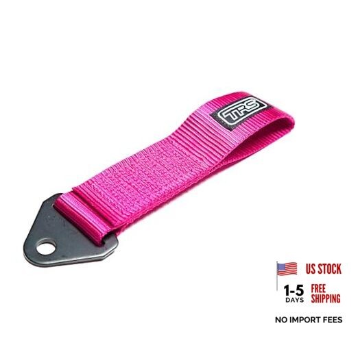 Fabric Tow Loop Strap Fixed Length for Front or Rear Bumper, High Pink