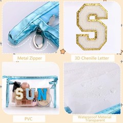 Sunscreen Bag Clear Makeup Toiletry Pouch Beach Vacation Essentials for Blue