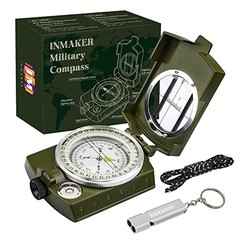 Compass, Compass Hiking with Survival Whistle, Luminous Compass Single Green