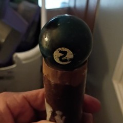 Handmade Wood Walking Stick with Number 2 Billiard Ball Handle, Painted Designs