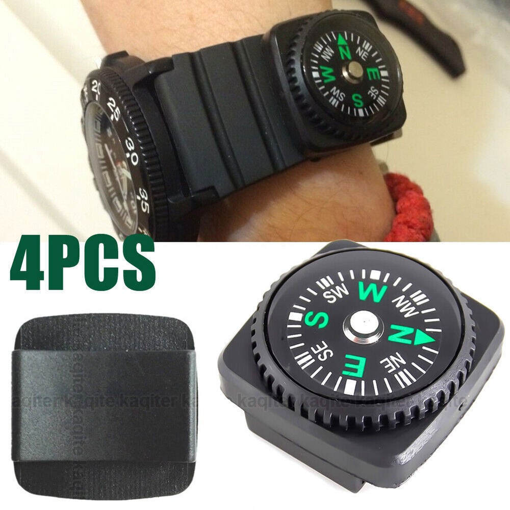 4pcs Mini Compass North Navigation Button for Paracord Bracelet Bag Strap Watch