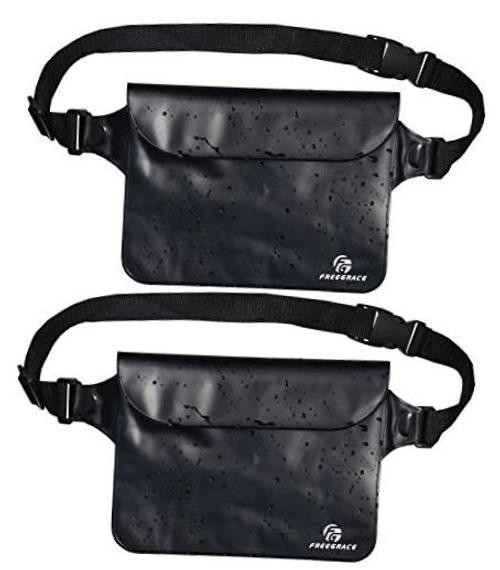 Freegrace Waterproof Pouches with Waist Strap / Pouch Case Bundle Set- Black