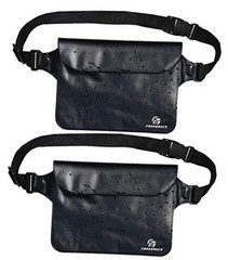 Freegrace Waterproof Pouches with Waist Strap / Pouch Case Bundle Set- Black