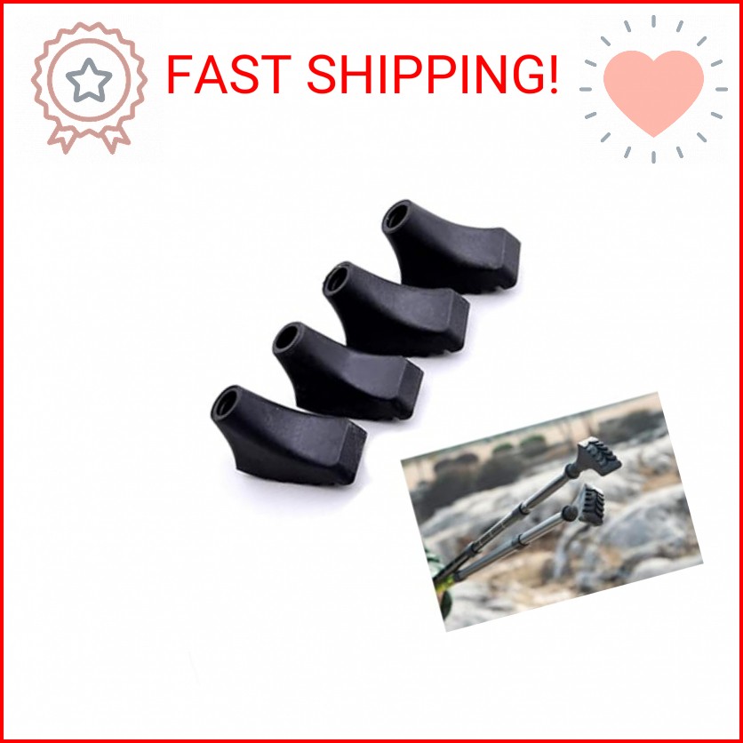 Walking Stick Tips Rubber 4 Pack Trekking Pole Tips Replacement- Rubber Feet for