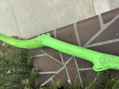 Handmade Neon Green Hiking Stick With Glow In the Dark Star And Green Rope