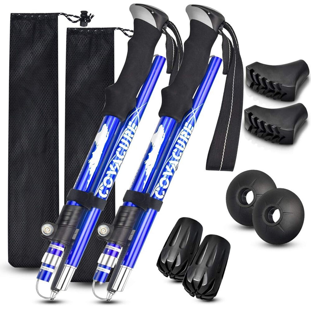 Covacure Trekking Poles Collapsible Hiking Poles – 2 Pack Aluminum Alloy 7075…