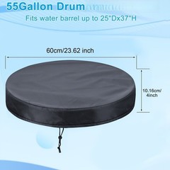 55 Gallon Drum Protective Lid Black 210D Silver Coated Oxford Cloth Outdoor Use