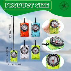 16 Pcs Orienteering Compass Acrylic Hiking Compass with Rope for Navigation