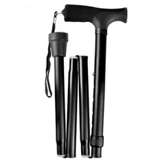 New Blue Jay Black Folding Cane With Comfort Handle Pistol Grip
