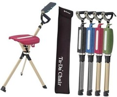 Ta-Da Chair Series 2 PRO, Portable Trekking Hiking Pole, Folding Walking Red