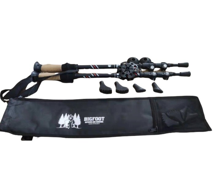 Trekking Poles – Black and Red Collapsible with Storage bag