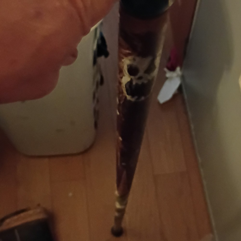 Handmade Wood Walking Stick with Number 2 Billiard Ball Handle, Painted Designs