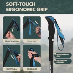 GPTCAMP Collapsible Hiking Sticks,Lightweight Folding Trekking Blue(1 Pole)