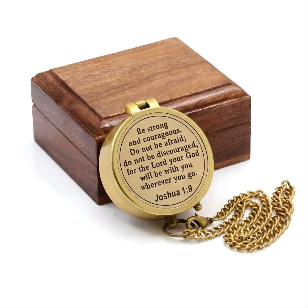 Solid Brass Directional Engraved Compass Baptism Gifts Christian Boys Girls